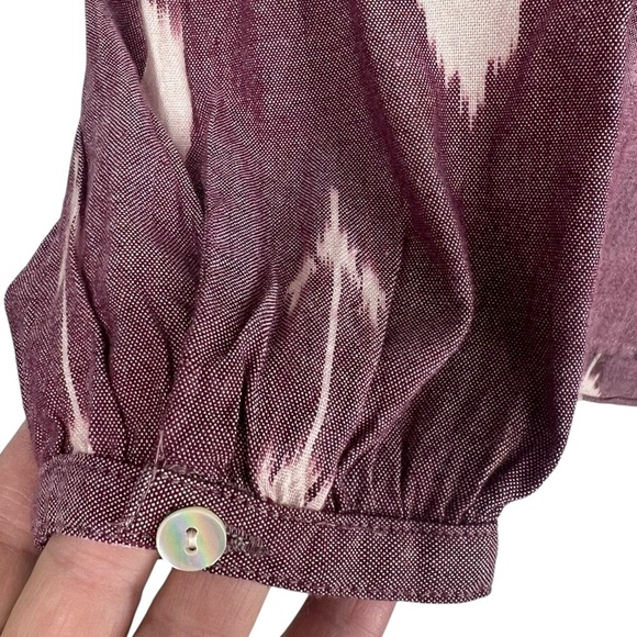 FAHERTY Women's Patterned Boho Peasant V-Neck Blouse Small - Picture 4 of 8